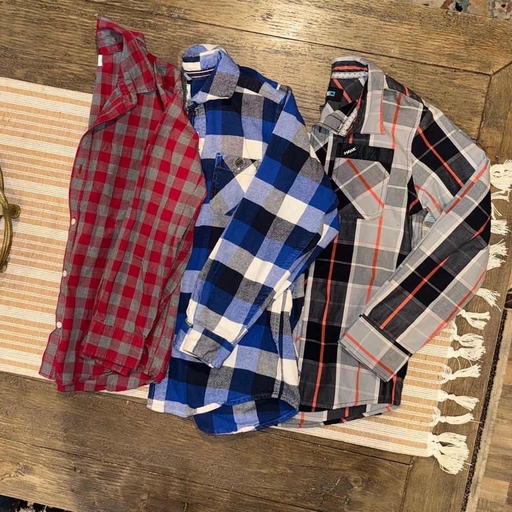 Old Navy The Children’s Place Long Sleeve Plaid Button Down Shirts Size 10/12